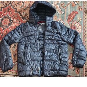 Pajar Canada Mens Black Quilted Puffer Jacket Hooded Full Zip L/G CA07465